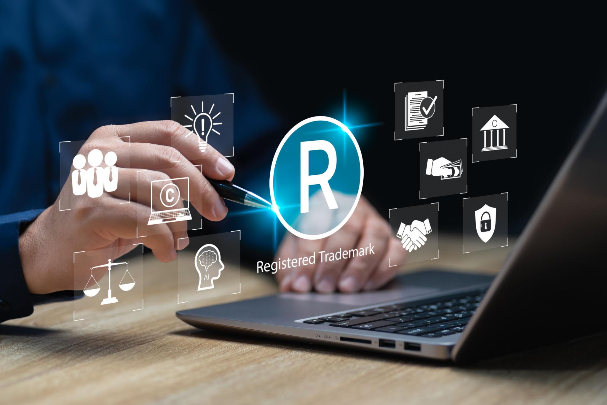 Trademark protection in the age of AI branding with artificial intelligence and legal intellectual property concept